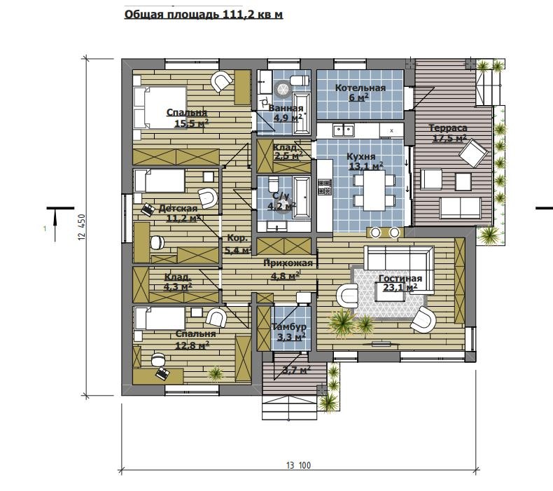План домика 112 м²